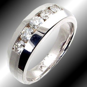 Channel Set RD Diamond Mens Wedding Ring 1.22TDW
